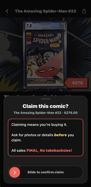 Open the findcomix claim confirmation screenshot